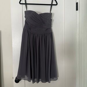 Bill Levkoff gray bridesmaid dress